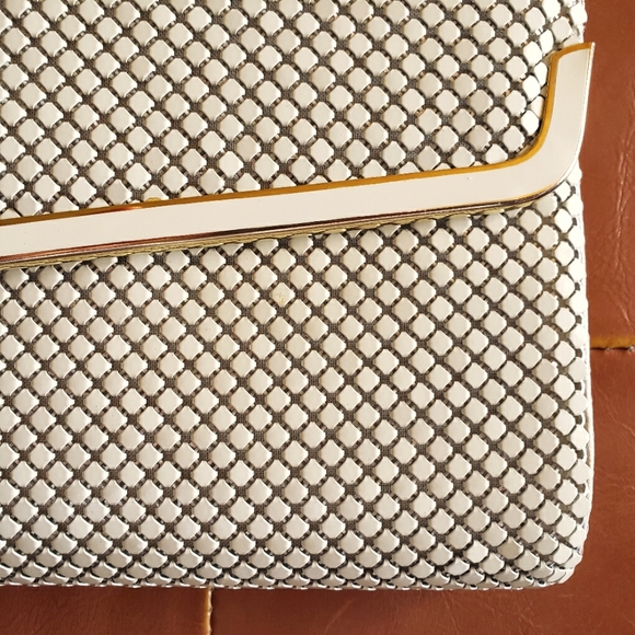 80's vintage cream & gold mesh chain mail clutch purse shoulder bag - Picture 6 of 7